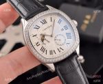 New Copy Cartier Drive de Moonphase Watch White Dial Black Leather Band